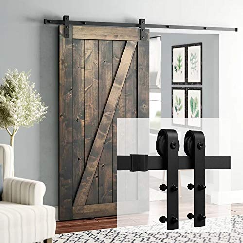 Homlux 5ft Heavy Duty Sturdy Sliding Barn Door Hardware Kit One Door Smoothly And Quietly 